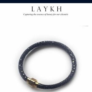 Black Stingray Leather Bracelet by LAYKH